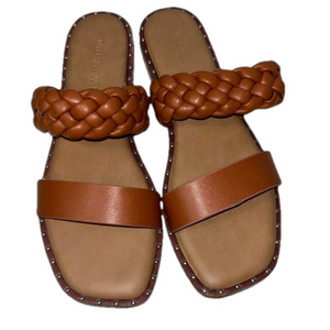 Faux Leather Braided Flats